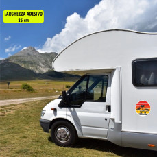 Kit 1 Adesivo Sticker Vintage Stile Old Style per Camper Mare Tramonto Palme Caravan Van Roulotte Ripara Carrozzeria cod. 2472