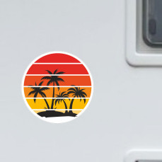 Kit 1 Adesivo Sticker Vintage Stile Old Style per Camper Mare Tramonto Palme Caravan Van Roulotte Ripara Carrozzeria cod. 2472