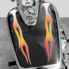 Kit 4 Adesivi SERBATOIO e PARAFANGO FIAMME FUOCO FIRE moto custom bobber chopper shadow rebel vulcan boulevard harley C.2449