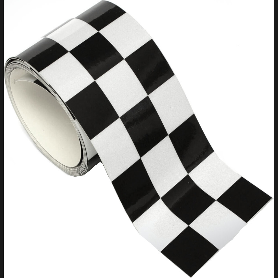 Fascia banda adesiva scacchi scacchiera bianco nero moto auto in 5 misure 2115